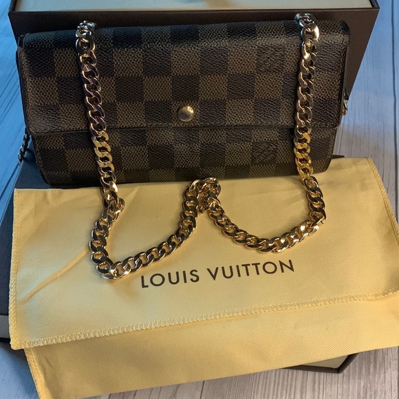 COPY - 🤎🧡🤎Luis Vuitton Damier Ebene canvas Sarah wallet crossbody bag - Picture 4 of 12